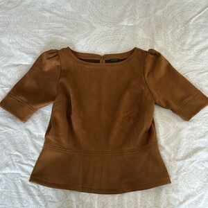 Anne Taylor faux suede cropped peplum top